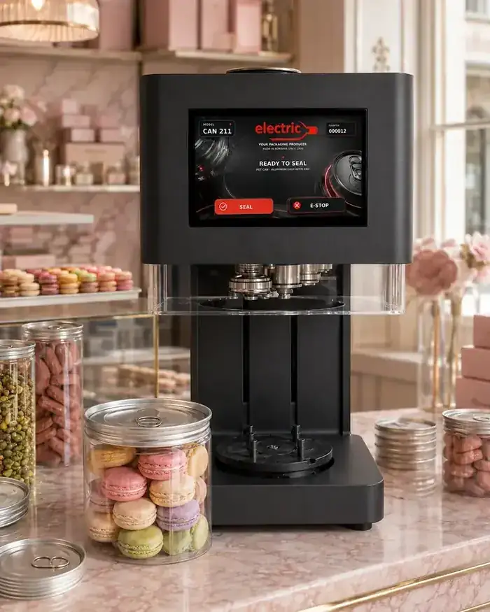 Electric SRL can sealing machine — Fine pastry, macarons and cakes