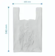 Sacoșă maieu 300×540mm, 50 microni, pliuri 80mm, reciclat, alb