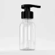 Bottle PET 100ml, clear, neck 28mm PCO 1810, with black pump