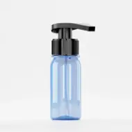 Bottle PET 50ml, blue, neck 28mm PCO 1810, with black pump