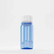 Bottle PET 50ml, blue, neck 28mm PCO 1810, with white cap