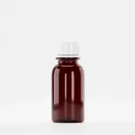 Bottle PET 100ml, amber, neck 28mm PCO 1810, with white cap