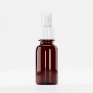 Bottle PET 100ml, amber, neck 28mm, with white fine-mist sprayer