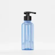 Bottle PET 200ml, blue, neck 28mm PCO 1810, with black pump