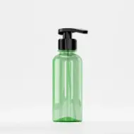 Bottle PET 200ml, green, neck 28mm PCO 1810, with black pump