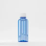 Bottle PET 200ml, blue, neck 28mm PCO 1810, with white cap