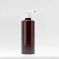 Bottle PET 400ml, amber, 35g, neck 28mm, with white pump