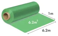 Filme para construção rLDPE reciclado, verde, 6,2m × 120 micra