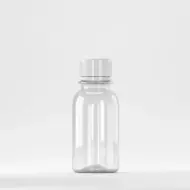 Bottle PET 100ml, clear, neck 28mm PCO 1810, with white cap