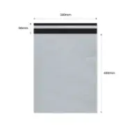 Envelope de courier autoadesivo 320×420mm + aba 50mm, LDPE branco-preto