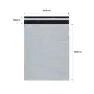 Envelope de courier autoadesivo 400×500mm + aba 50mm, LDPE branco-preto