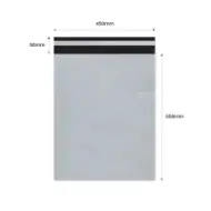 Envelope de courier autoadesivo 450×550mm + aba 50mm, LDPE branco-preto