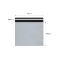 Envelope de courier autoadesivo 500×500mm + aba 50mm, LDPE branco-preto