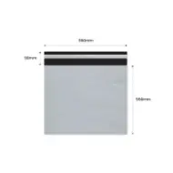 Envelope de courier autoadesivo 550×550mm + aba 50mm, LDPE branco-preto