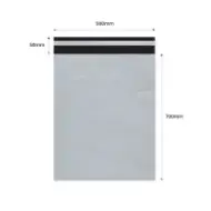 Envelope de courier autoadesivo 500×700mm + aba 50mm, LDPE branco-preto