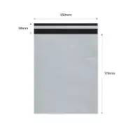 Envelope de courier autoadesivo 550×770mm + aba 50mm, LDPE branco-preto
