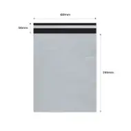 Envelope de courier autoadesivo 180×255mm + aba 50mm, LDPE branco-preto