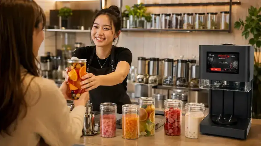 PET-dosor med aluminiumlock, Bubble tea och drycker med topping
