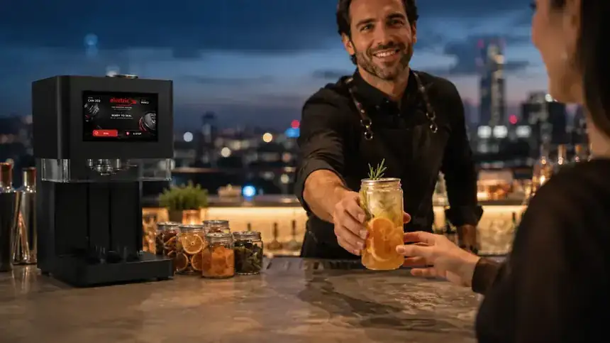 Lattine PET con coperchio in alluminio, Rooftop bar e cocktail d'autore