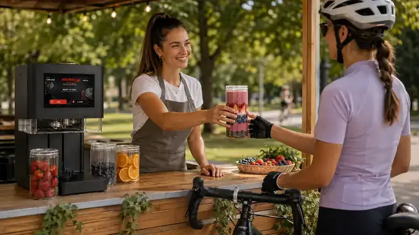 PET-dåser med aluminiumslåg, Smoothie- og juicekiosker